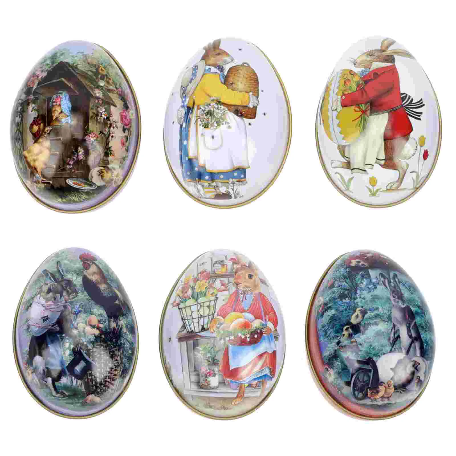 

Easter Box Tin Candy Tins Gift Boxes Cookie Metal Treat Wedding Tinplate Jar Favor Bunny Egg Empty Container Storage Tea Happy