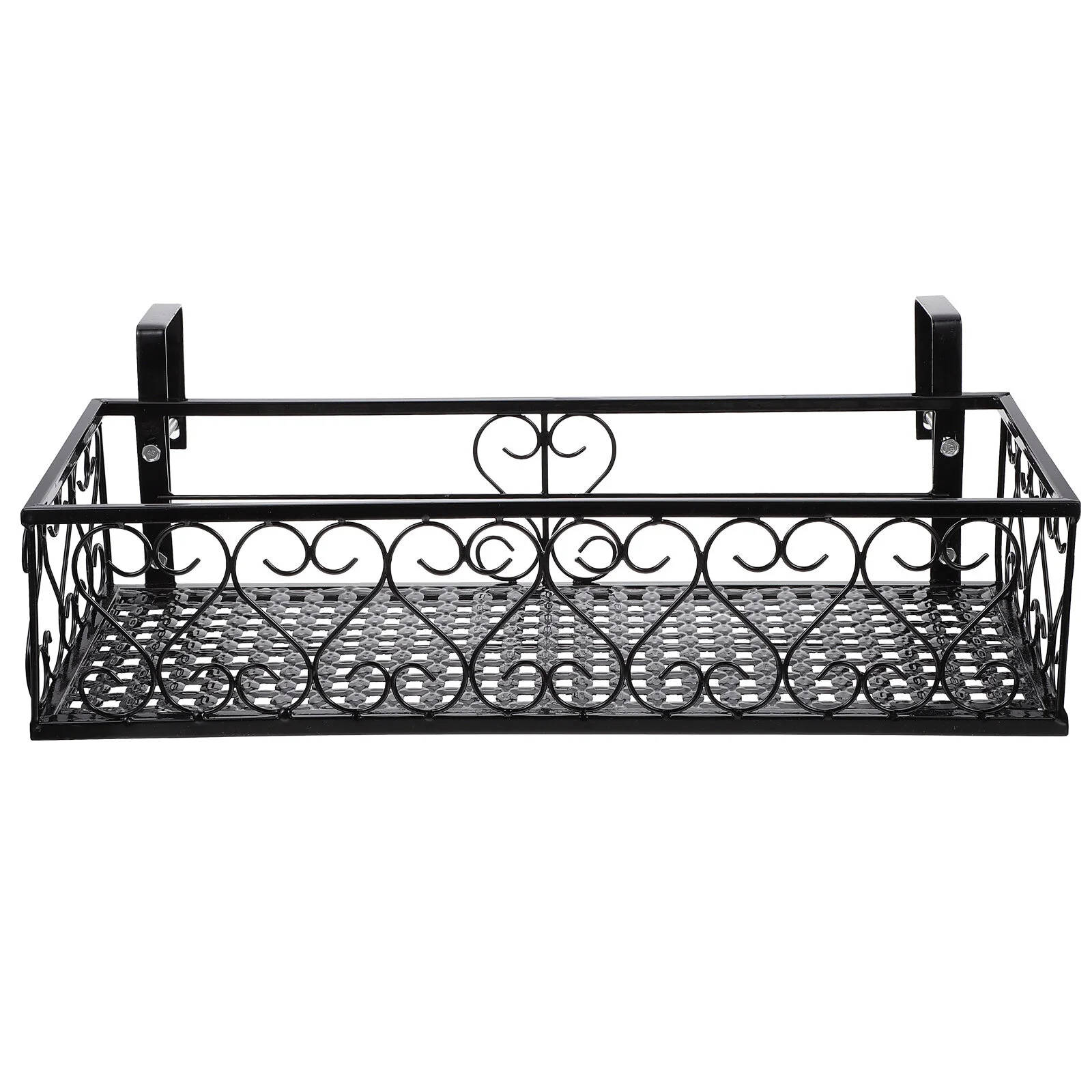 

Hanging Stand Outdoor Balcony Flower Basket Flowerpot Shelf 50X20CM Suspension Rack Black Iron