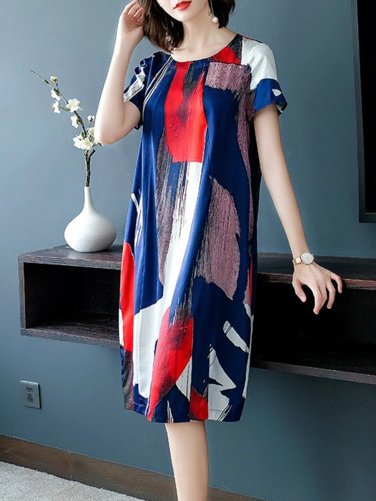 Новинка лета 2022 модное платье средней длины для женщин среднего возраста из