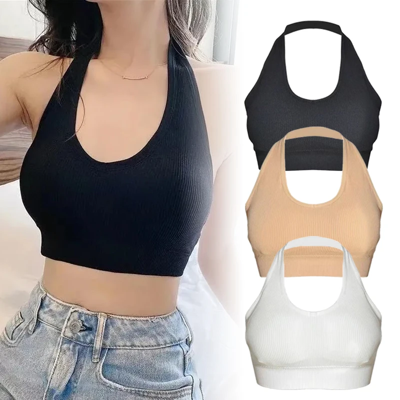 

Seamless Bra Tube Top Hanging Neck Open Back Ladies Bra Women's Thin Breathable Big Open Back Sexy Underwear Sling Sports Bra