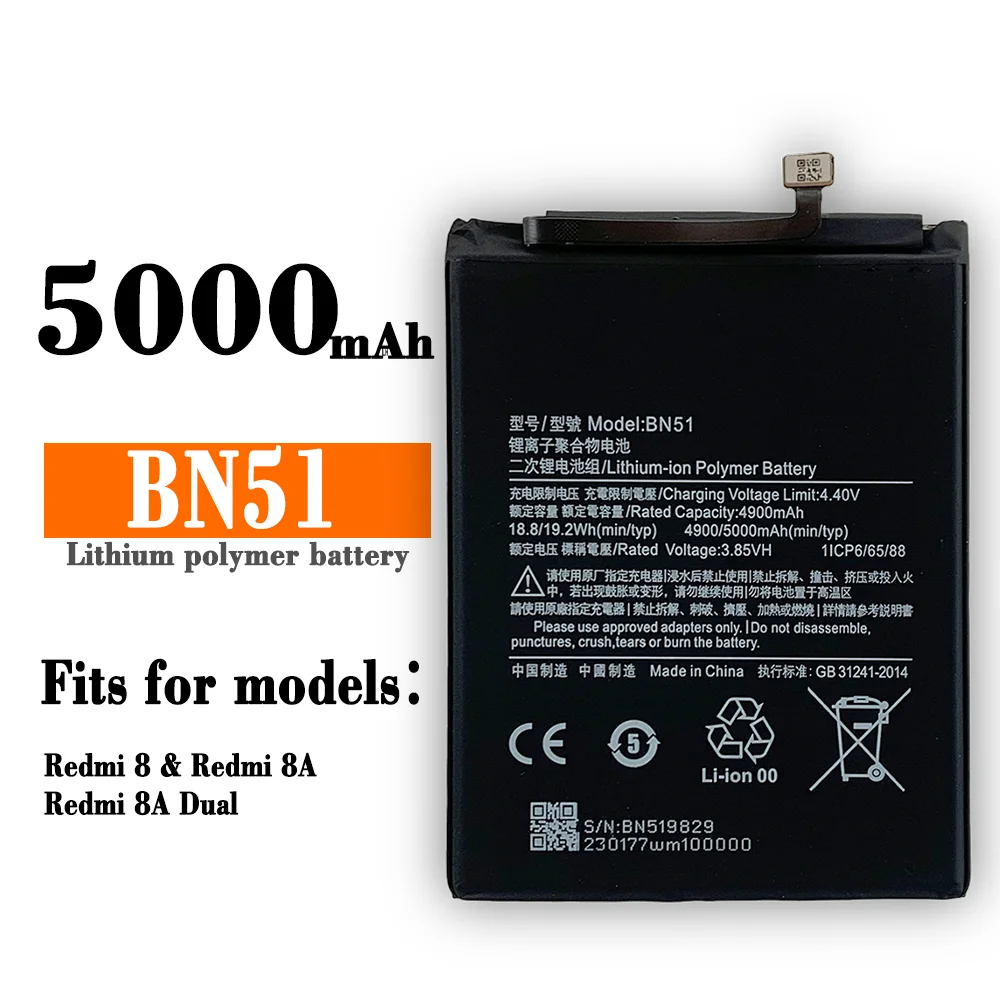 100% Xiao Mi Original Battery BN51 5000mAh for Redmi 8/8A High Quality Phone Replacement Batteries enlarge