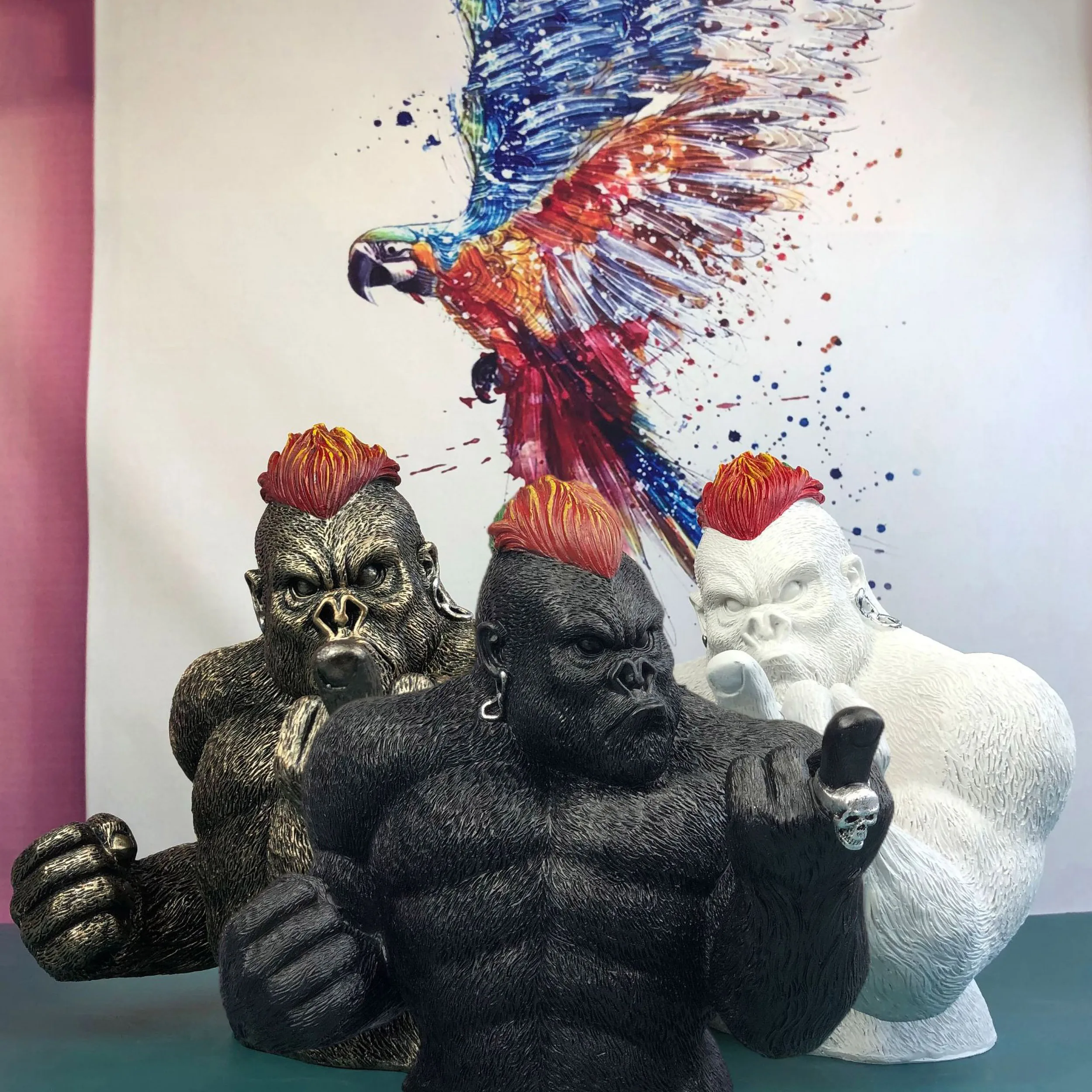 

Muscle Man Ornament Punk Style Figurine Polyresin Muscular Chimp Bust Statue Home Decor Stylish Gift Raging Animal