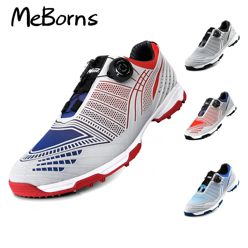 

Patent Products Men's Golf Shoes Button Quick Lacing Shoes Outdoor Sports Waterproof Sneakers Gradient Color Autumn Winter
