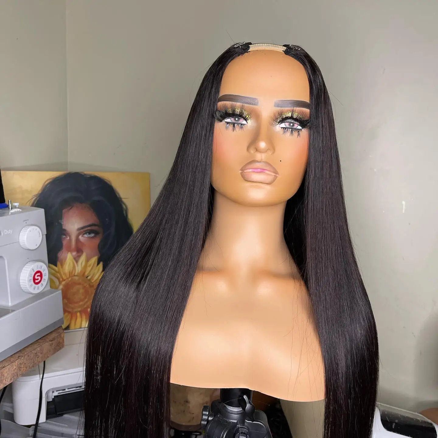 Long 150 Density 24 inch Straight U Part Wig European Remy Human Hair Wig Glueless Natural Color Jewish Soft Wig For Black Women