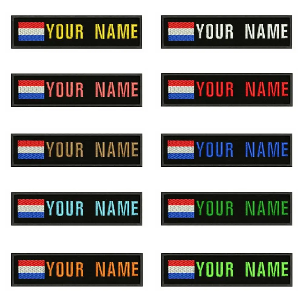 

Dutch Flag Netherlands 10X2.5cm Embroidery Custom Name Text Patch Stripes Badge Iron On Or Velcros Patches