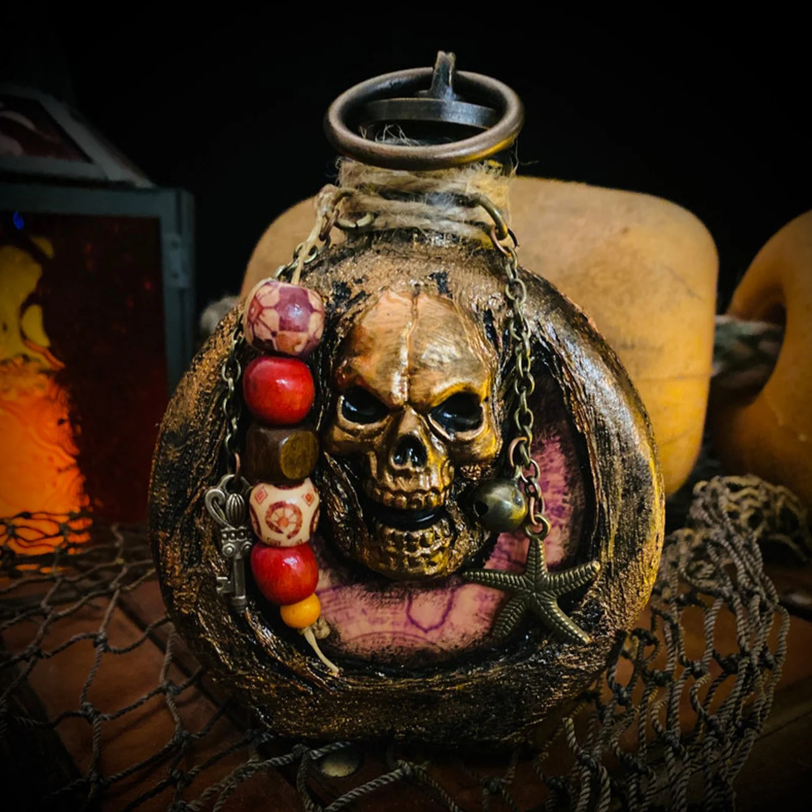 Колба с черепом и ромом орнамент полимерная колба пиратским орнаментом бутылка