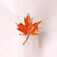 orange maple leaf napkin ring the toast button ring napkin western buckle napkin pearl meal buckle napkin party decoration