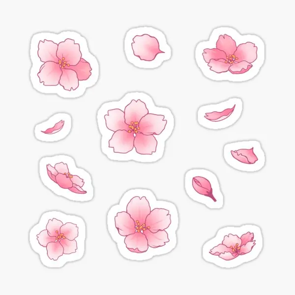 

Falling Sakura Cherry Blossom 5PCS Stickers for Home Funny Stickers Water Bottles Laptop Wall Anime Print Decor Background