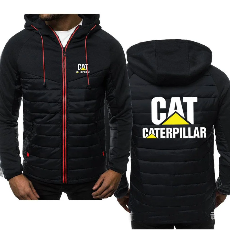 

Winter Men's Hoodies CAT Caterpillar Coat Zipper Hooded Jacket Cotton Coat Slim Fit Fashion Thicken Warm Outwear Man Tracksuit
