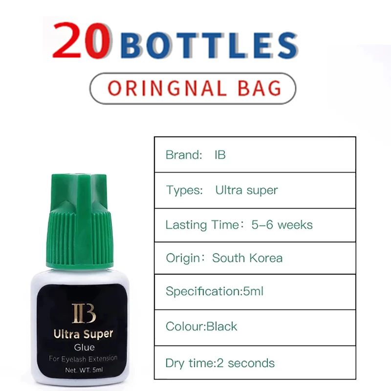 

20bottle IB Ultra Super Glue Fast Drying Black Eyelash Long Lasting False Eyelashes Extension Glue Korea IBeauty Adhesive Makeup