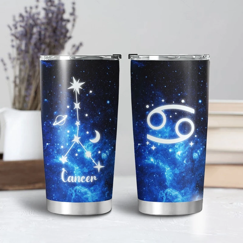 

12 созвездий Рак креативная нержавеющая сталь двойная стенка вакуумная Изолированная чашка с крышкой Зодиак молока кофе вина воды чашка