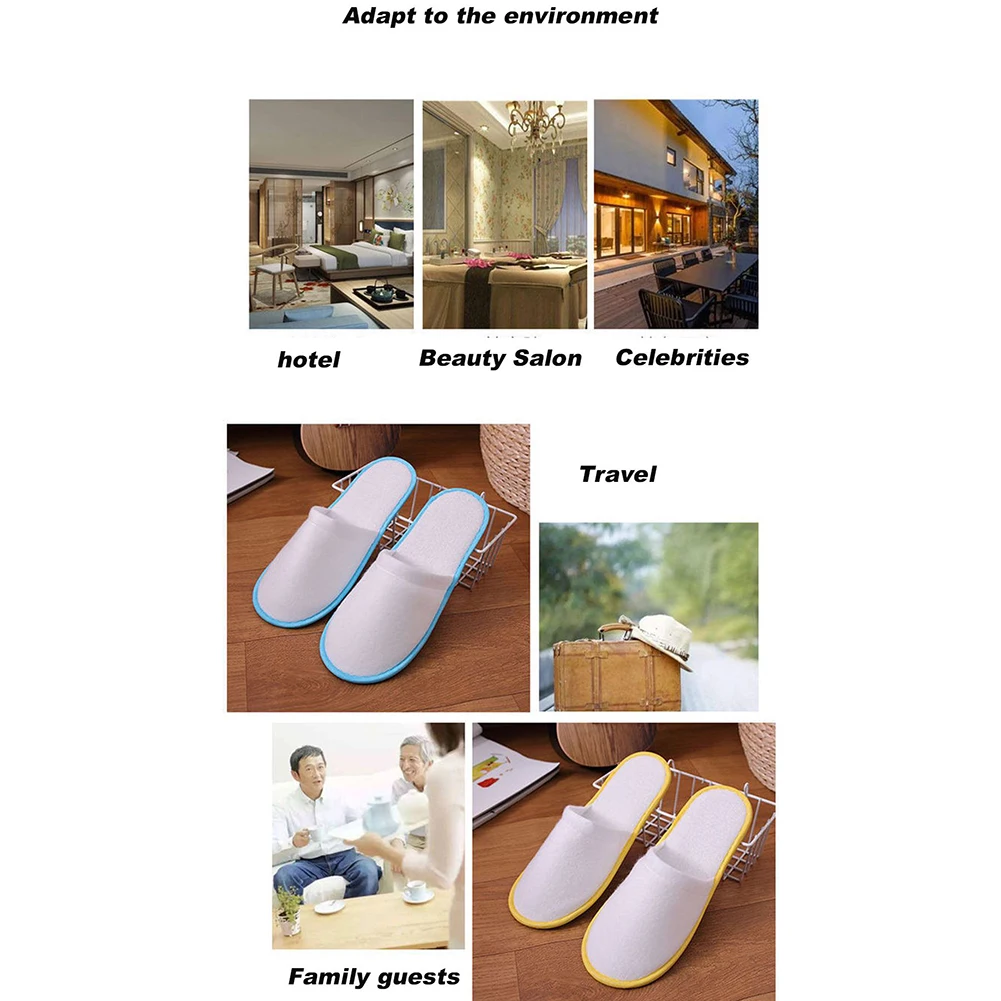 

10Pairs Hotel Travel Slippers Sanitary Party SPA Hotel Guest Slippers Close Toe Men Women Disposable Slippers Bathroom Accessory