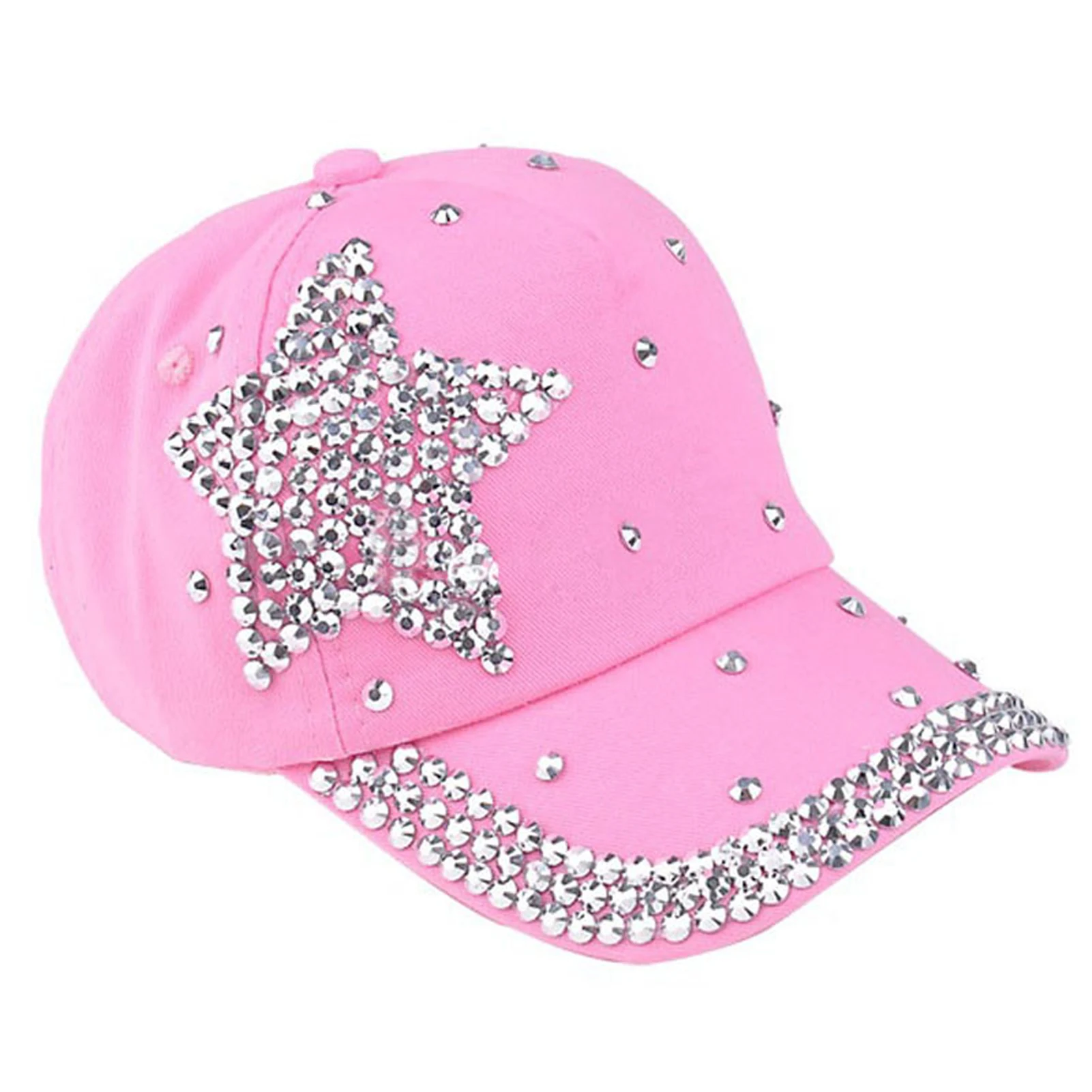 

Kids Snapback Baseball Cap Daily Bling Rhinestone Hat Star Shaped Children Fashion Sun Protection Adjustable Summer Gift Casual