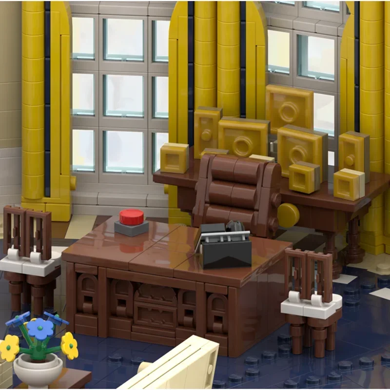 Фото Модель Street View Moc Building Block Модульная овальная офисная модель Технология Кирпич DIY Сборка Строительная игрушка Праздничные подарки №4