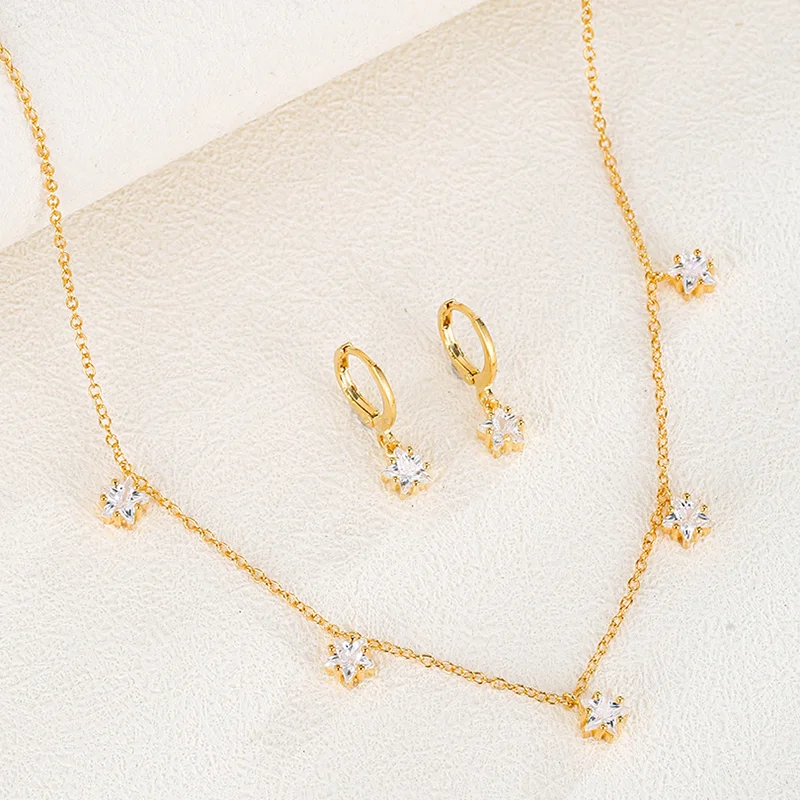 

Fashion Necklace Earrings Two-piece Zirconia Set High Quality Luxury Jewelry Set Women Party Beautiful Decoration Free Shipping