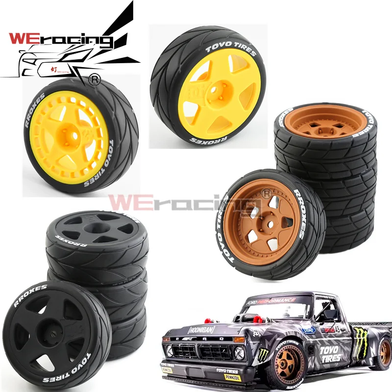 4 шт. 65 мм пластиковые колесные обода резиновая шина для 1/10 RC ралли на дороге Гонки