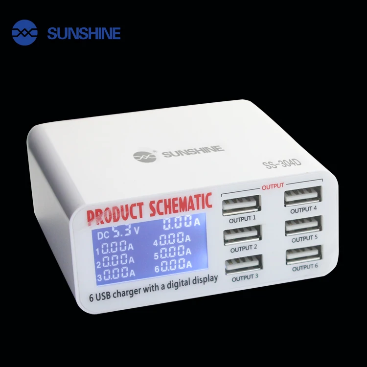 

Wholesale Portable 5v 6a Multi Port Usb Charger With Digital Display