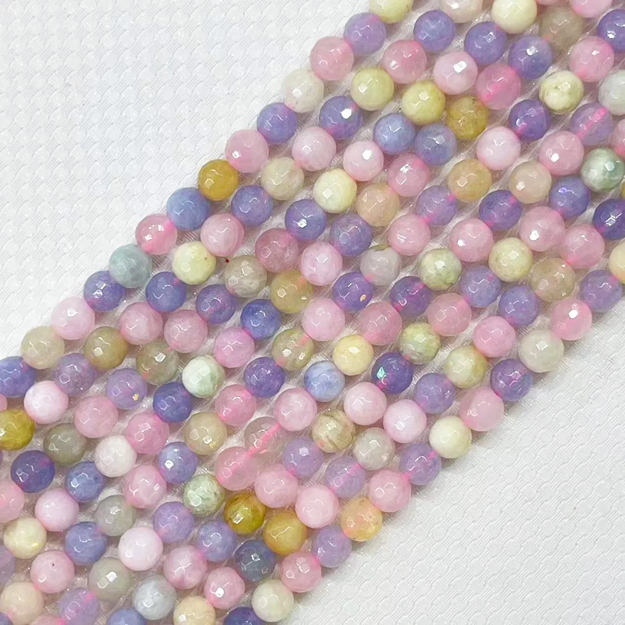Natural Stone Mix Morganite Color Round Faceted Gem Loose Beads 6MM 8MM 10MM For DIY Necklace Bracelet Fashion Jewelry Making