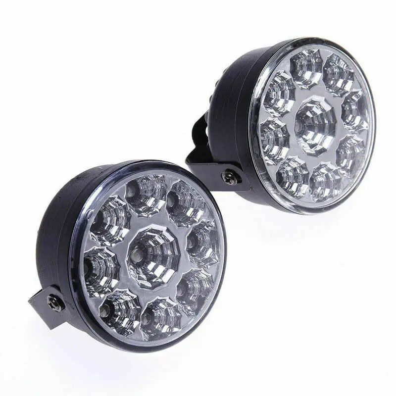 

100% Good Quality Cal 2pcs White 12V 9 LED Round Daytime Running Light DRL Car Fog Day Driving Lamp 70mm Durable And Practi