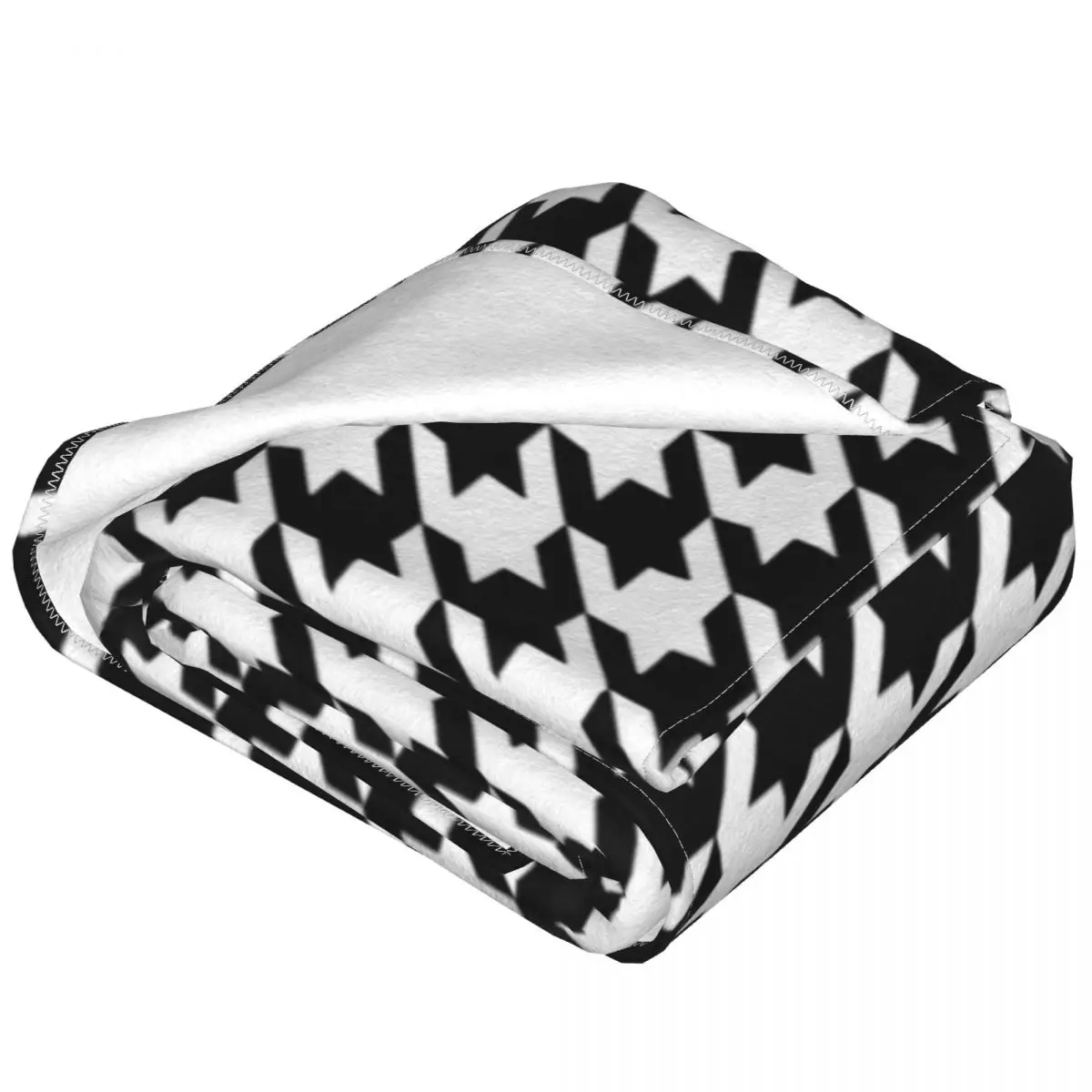 Одеяло с рисунком гусиная лапка черно-белое классическое мягкое Дешевое