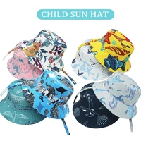 2022 kids summer hats girls boys sun hats with chin strap uv protection hunting hats baby child travel bucket hats 4 9 year