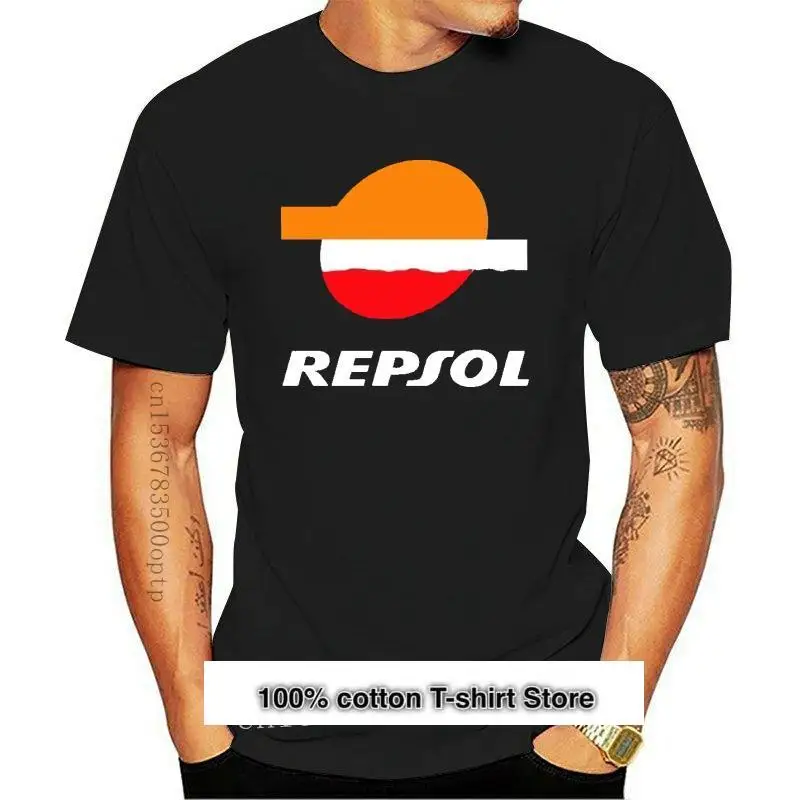 

Camiseta con Logo de Repsol para hombre y mujer, camisa blanca y negra, Unisex, envío gratis, novedad de 2021