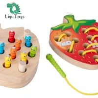 liqu toddler wooden educational montessori toysmagnetic toddler toycatching and feeding and lacing toy education