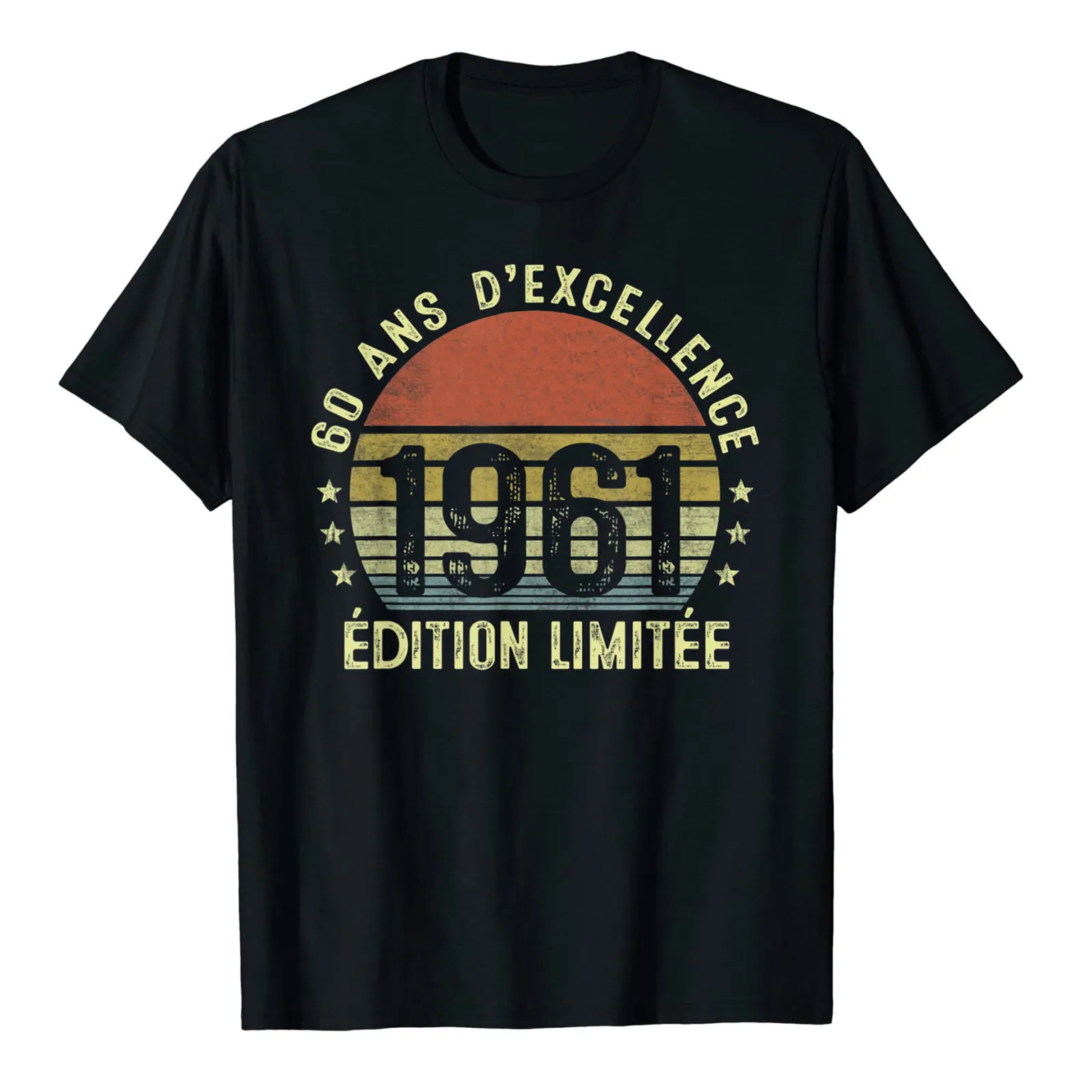 

New Men's Fashion T-shirts 60 Years Old Anniversary Printed Round Neck Tops Summer Short Sleeve 1961 Male Casual Clothing