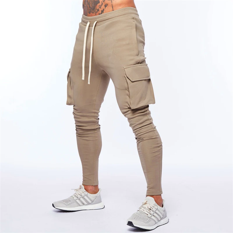 

Jogger's new sweatpants Pure Cotton Double Pocket Loose Fashion Sports Fitness Trousers Outdoor Training Stretch Cargo Pants