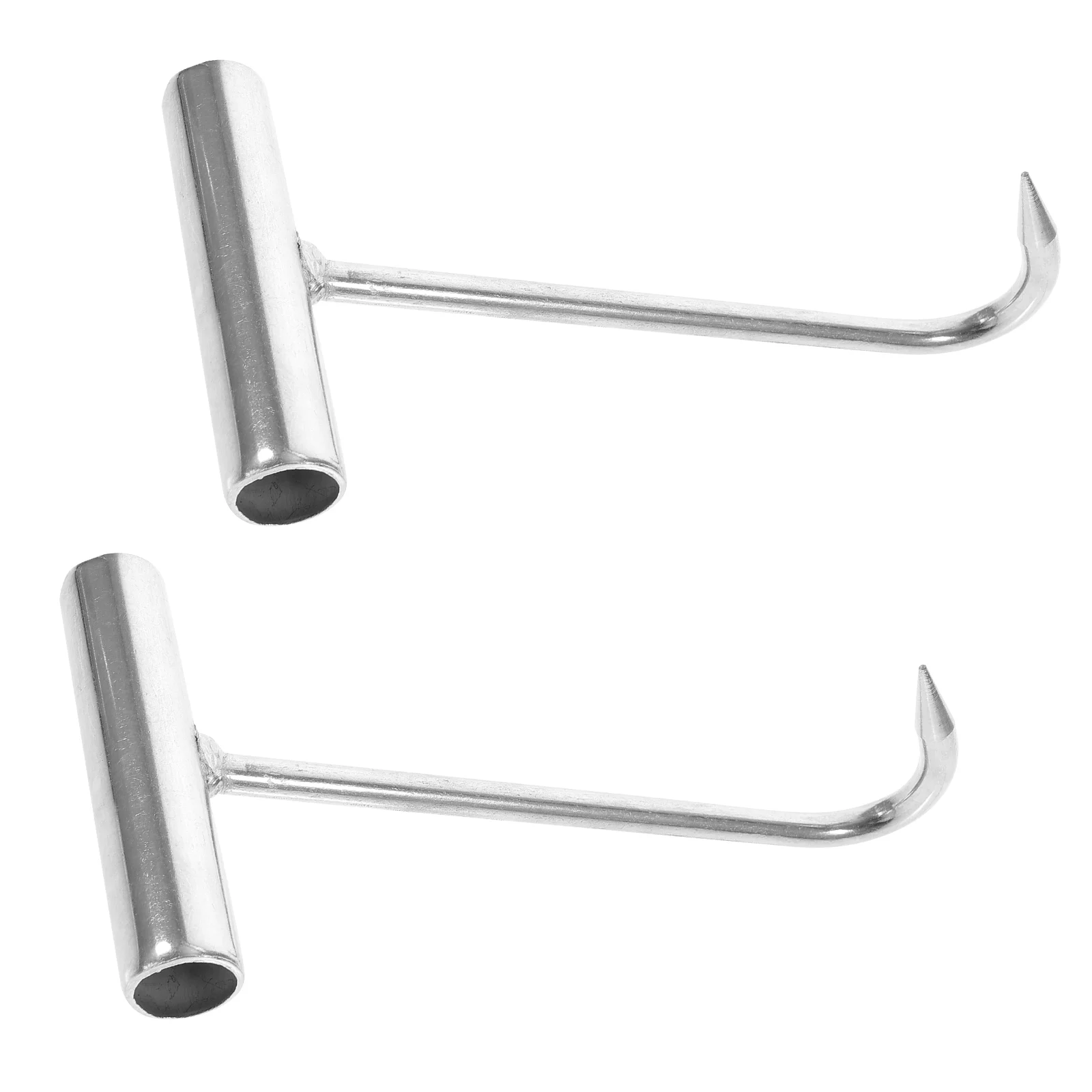 

2 Pcs T-hook Ham Hanger Meat Hooks for Hanging Tool Metal Stainless Steel Flipper