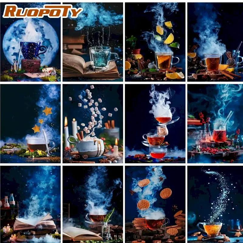 

RUOPOTY DIY Paintings By Numbers Cup Landscape Acrylic Oil Paint By Numbers Drawing By Numbers Canvas For Adults Home Decor