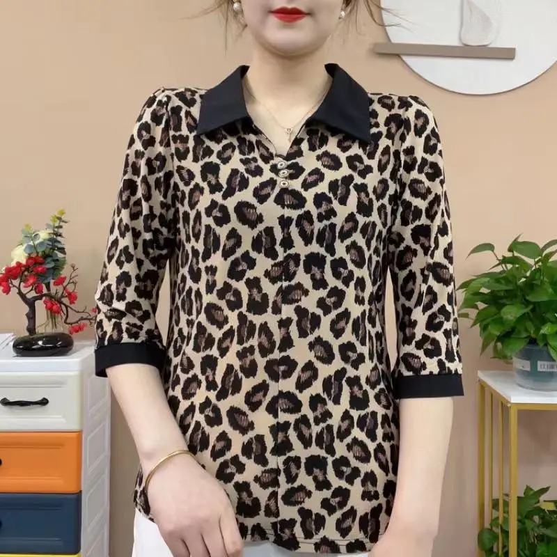 Женская винтажная блузка с отложным воротником и пуговицами