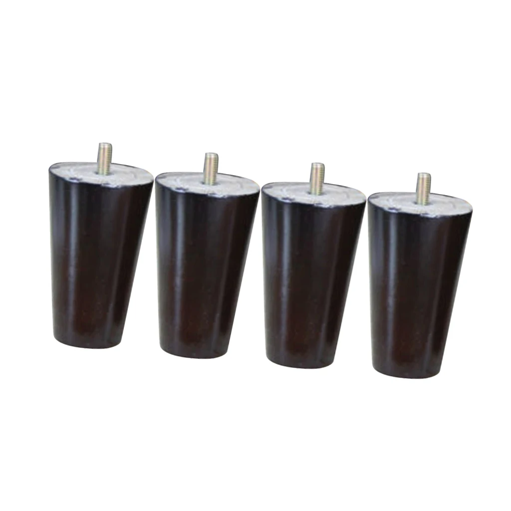 

4Pcs 4inch Height Cone Shape Eucalyptus Solid Wood Furniture Sofa Legs Black