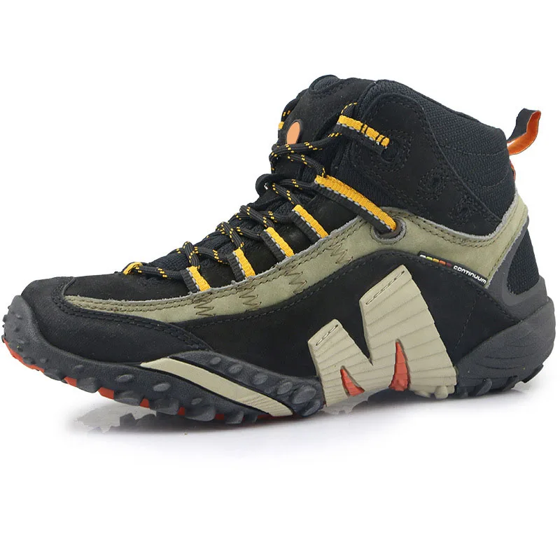 Men`s genuine leather anti-slip breathable climbing hiking boots mens off-road Shockproof camping trekking boots