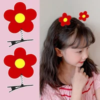 2022 girls cute spring stand flowers hairpins children funny side hair clips sweet hair decorate fashion hair accessories gifts