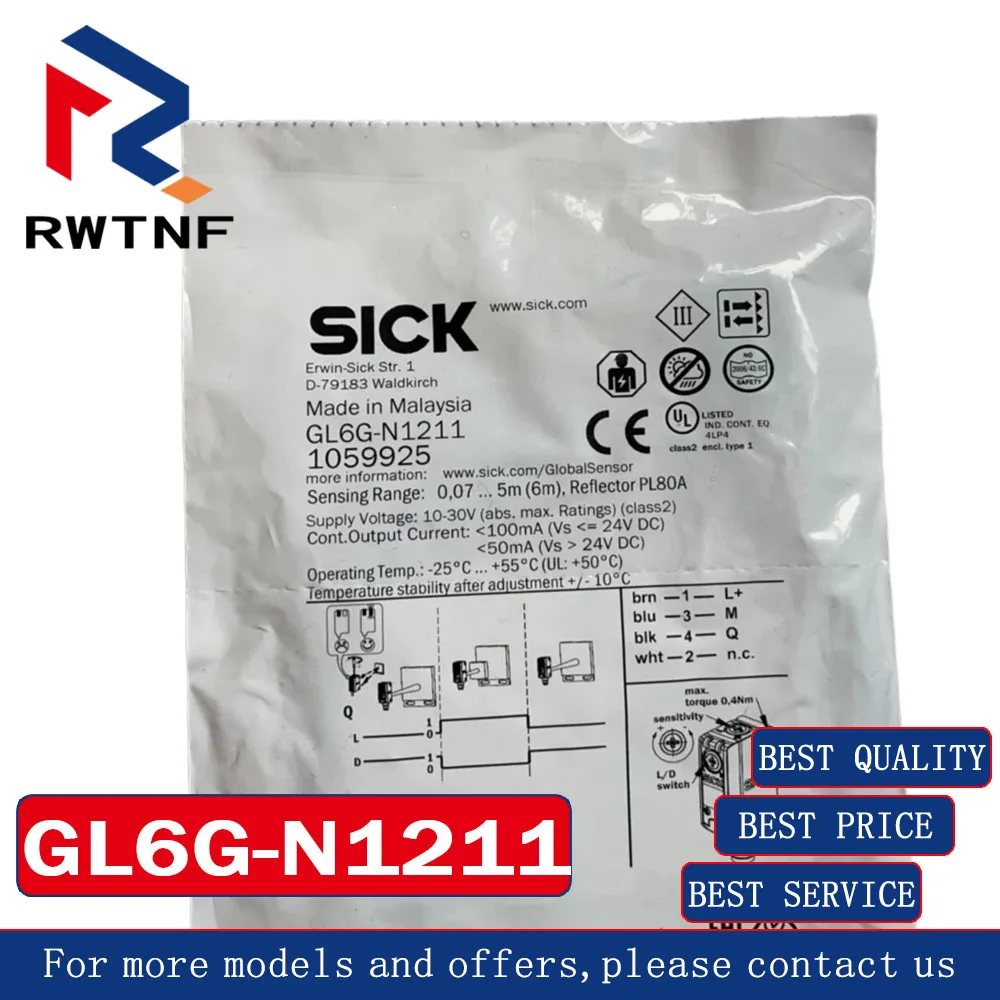 Фото Совершенно новый оригинальный фотоэлектрический датчик GL6G-N1211 SICK, 100% оригинальный, в наличии на складе. №1