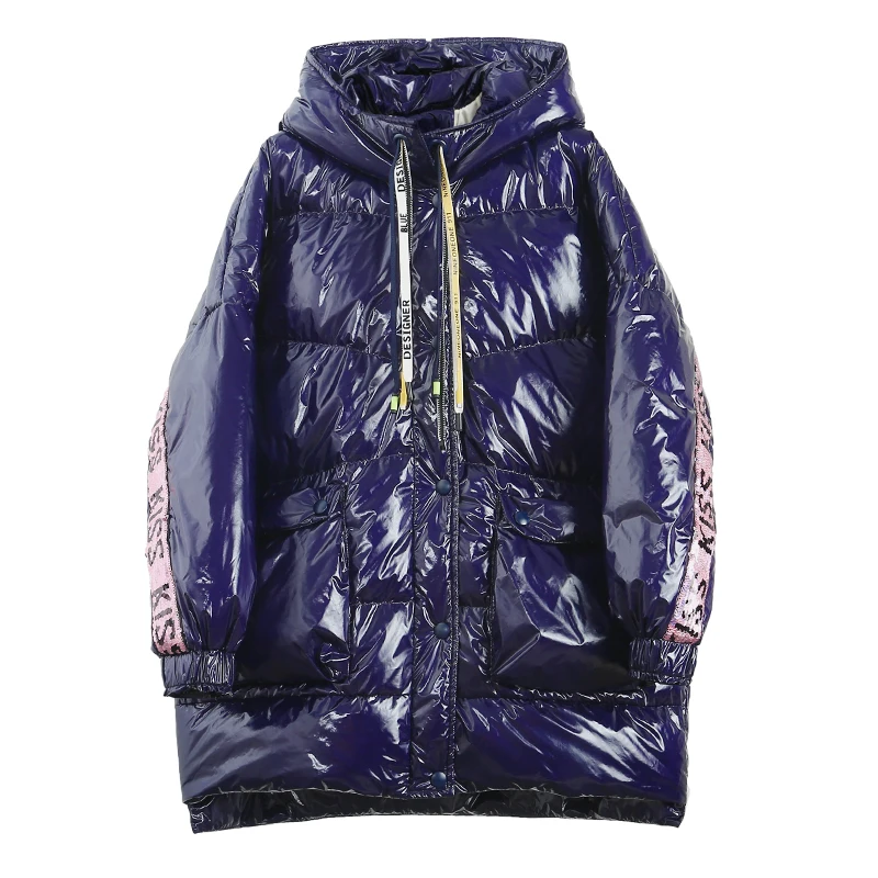 Women Bread Clothes Warm Thicken Jacket Fashion Overcoat New Shiny Down Jackets Female Winter Patchwork Coat Loose Casual Parkas