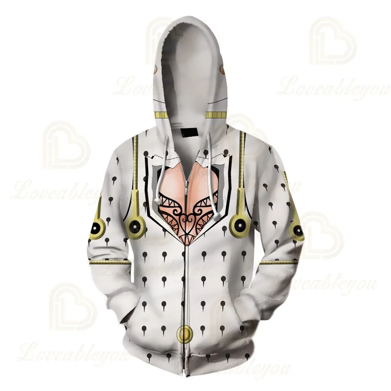 Anime Zipper Hoodie Sweatshirt Cosplay Costumes Joestar Kujo Jotaro Hooded Men Women