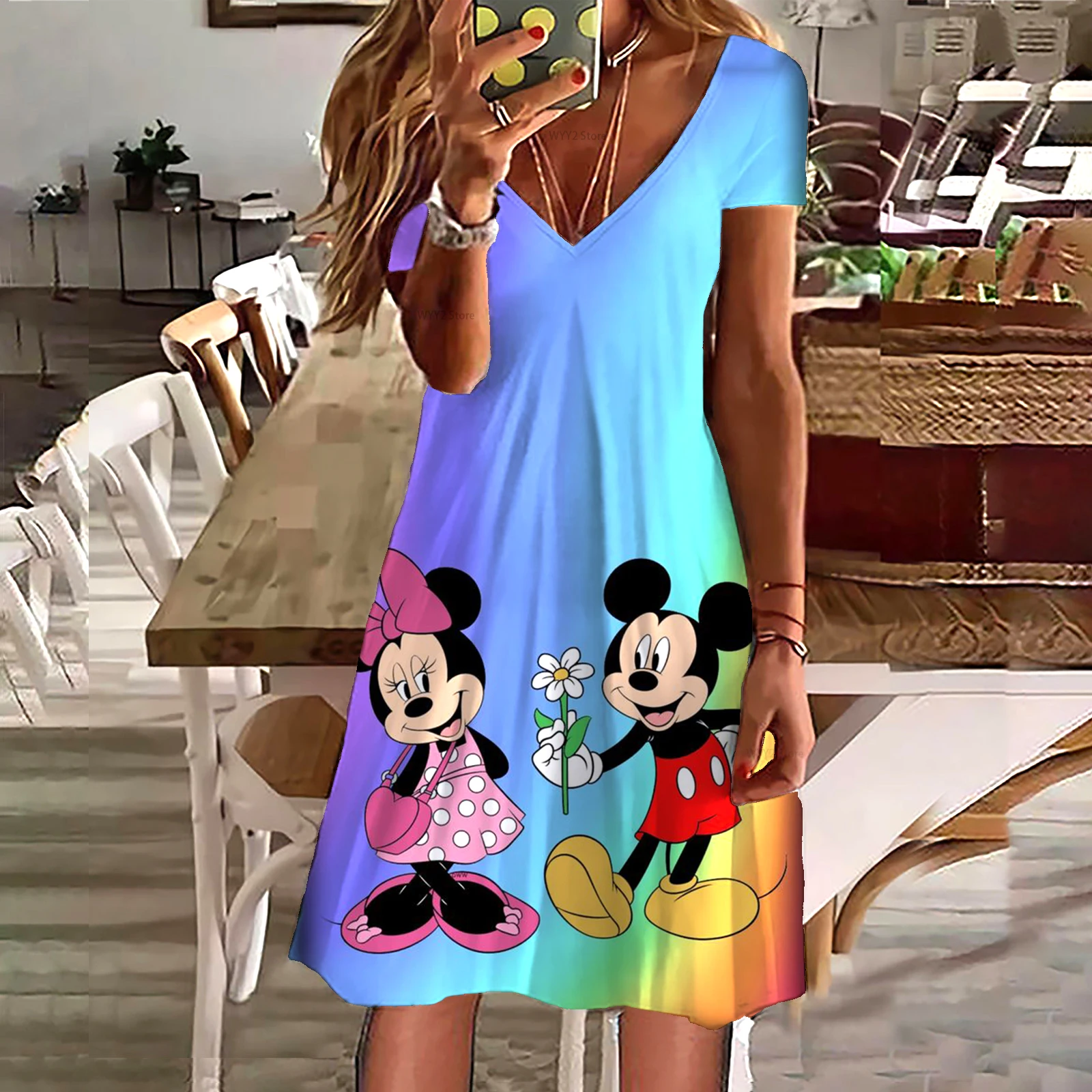 Женское летнее пляжное платье с принтом Минни Маус |