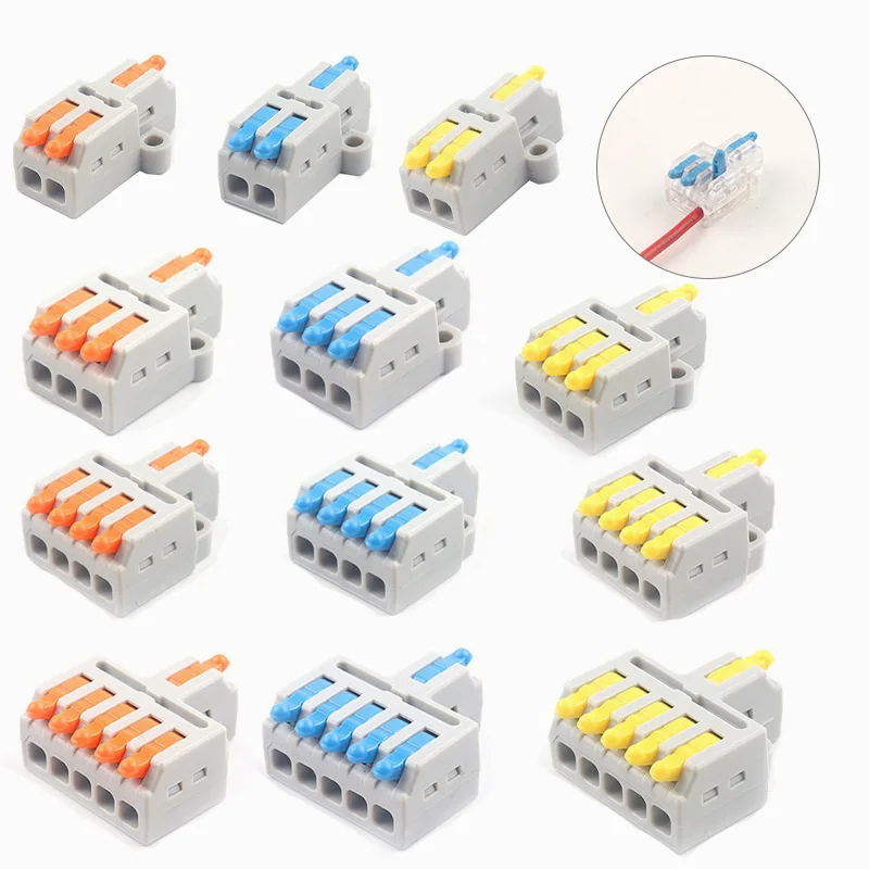 

Quick Compact Wiring Connector Mini 1 In Multiple Out Electrical Splitter M3 Screw Fixing Push-in Splicing Terminals