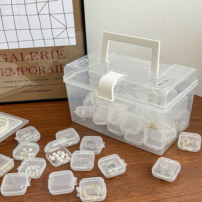 10pcs Small Boxes New Square Transparent Plastic Box Jewelry Storage Case Finishing Container Packaging Storage Box for Earrings