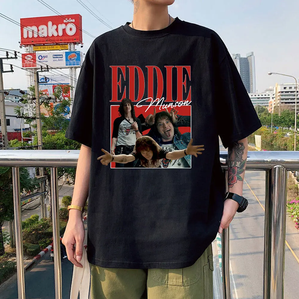 

Eddie Munson T-shirts Men's Harajuku Graphics Print T-shirt Short Sleeve Oversize T Shirt Clothes for Teens