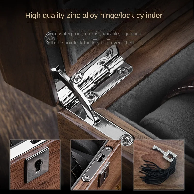 Walnut Wood Watch Storage Box with Lock Jewelry Bracelet Wooden Watch Boxes Storage Organizer Box Display Pillows Gift Ideas