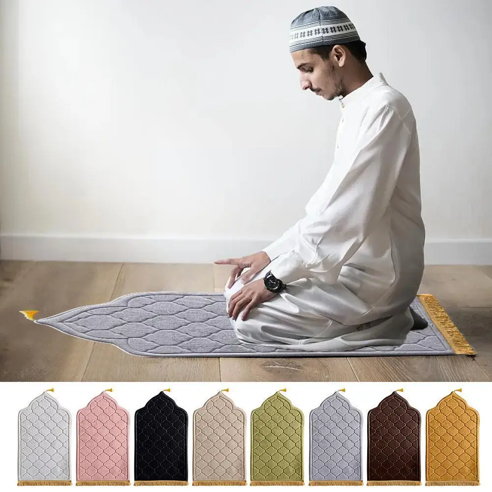 

Flannel Prayer Mat For Ramadan Flannel Carpet Worship Kneel Embossing Floor Carpets Soft Portable Travel Prayer Ru D6a7