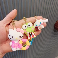 sanrio toys keychain hello kitty cinnamoroll pompom purin keroppi anime kawaii dolls cartoon couple keychain pendant toys gifts