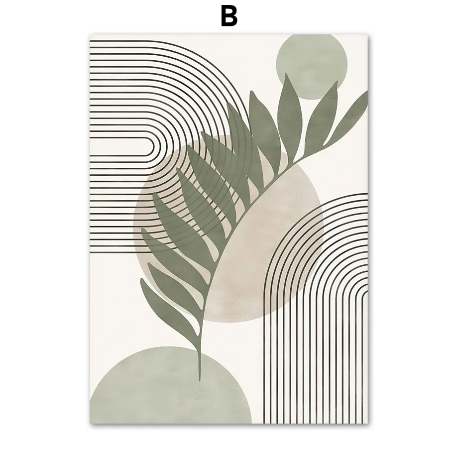 Холщовая живопись абстрактная геометрическая форма листья винтажные постеры в стиле бохо принты настенные картины скандинавский Декор для гостиной и дома