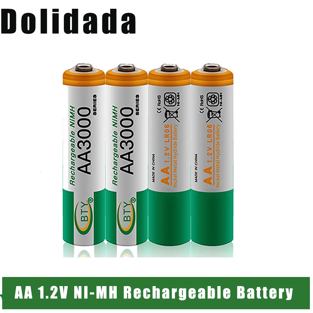 

NewAA 3000mAh 1.2 V Rechargeable Battery AA NI-MH 1 2V Rechargeable 2A Batteries For Clock Toys Flashlight Remote Control Camera