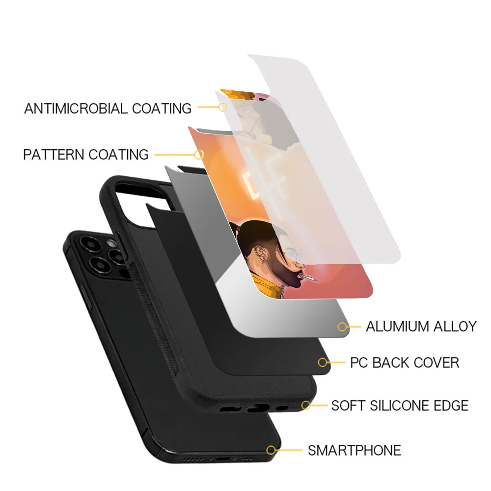 PNL QLF Rapper Black Phone Case For IPhone 16 15 Pro Max 14 Plus 13 12 11 Magesafe Magnetic Wireless Charge Cover