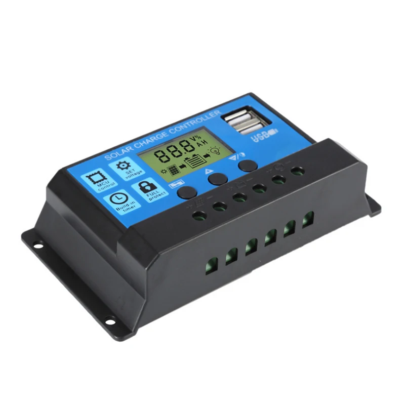 

Контроллер солнечной батареи 60A/50A/40A/30A/20A/10A 12V 24V, контроллер зарядки уличной лампы, интеллектуальная система, ЖК-дисплей, двойной USB