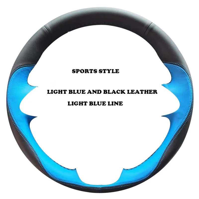 

Чехол на руль для Citroen C4 Cactus 2013-2017, сшитый вручную, с коричневой полосой, из черной кожи